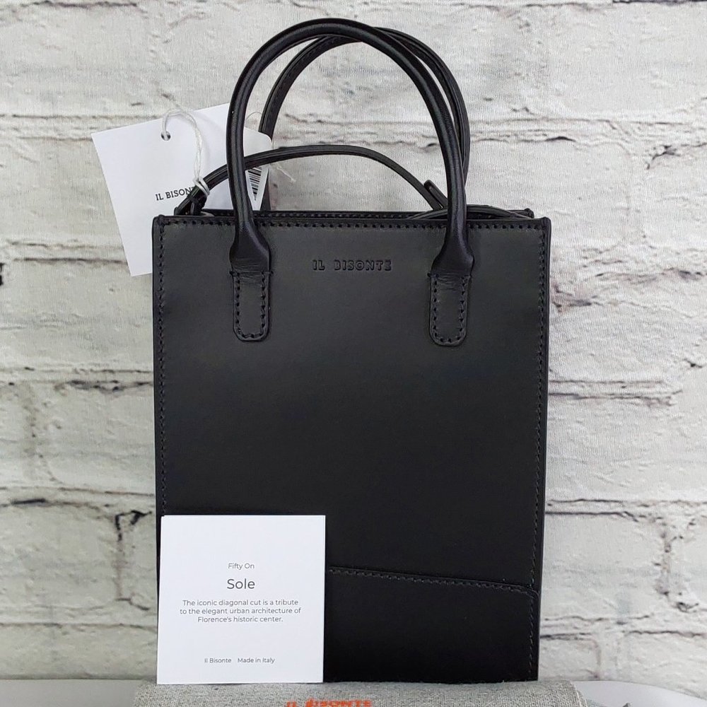 'IL BISONTE' 'FIFTY ON SOLE' ITALIAN LEATHER CROSSBODY TOTE BAG FULL INCLUSION
